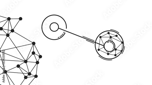 Abstract network connection graphic, technology science structure, data communication system vector design art, line vector illustration