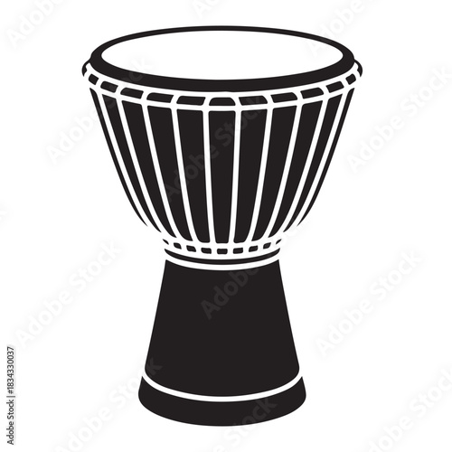 Black and white djembe drum icon white