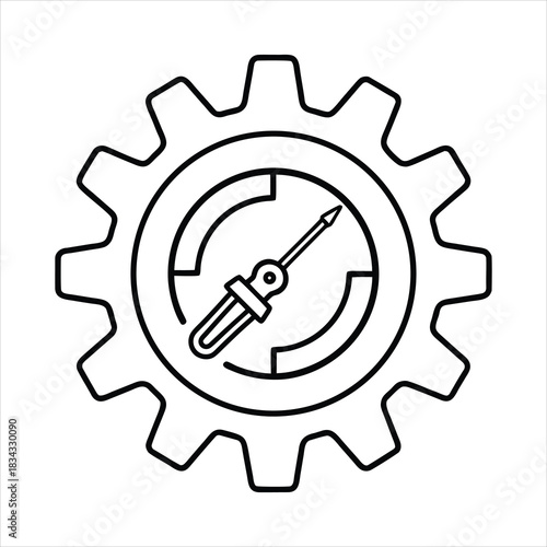 clean settings gear icon, modern outline, precise vector