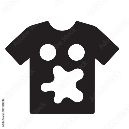 Black tshirt icon with white stain and spots