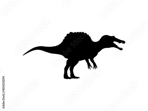 Spinosaurus silhouette vector flat illustration design.