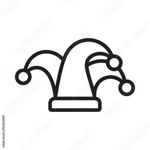 Simple line art of a jester s hat with bells