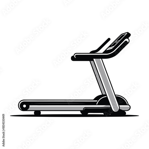A side-view treadmill, minimal design, transparent background.