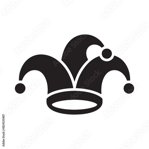 Black silhouette of a jester s hat with bells
