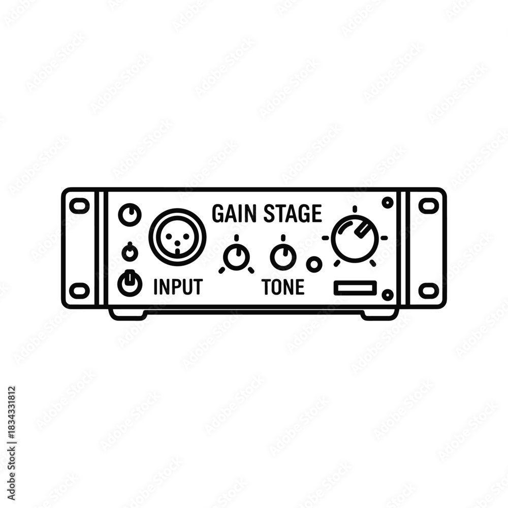 Obraz premium Audio Gain Stage Preamplifier Line Art Icon
