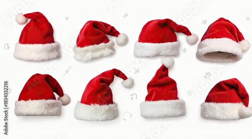 Santa Claus hat, close-up on a white background