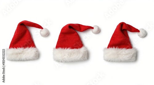 Santa Claus hat, close-up on a white background