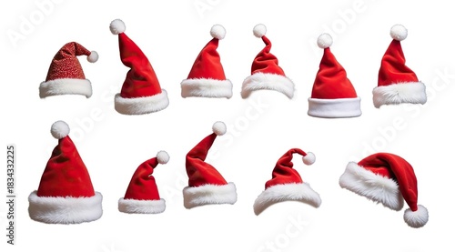 Santa Claus hat, close-up on a white background