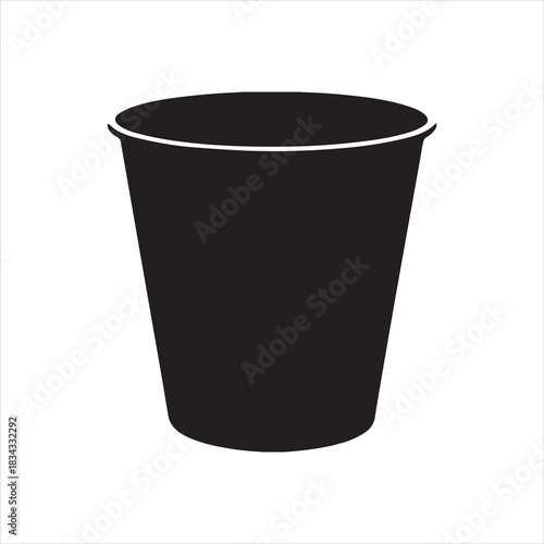 Illustration Trash can in black and white silhouette vector