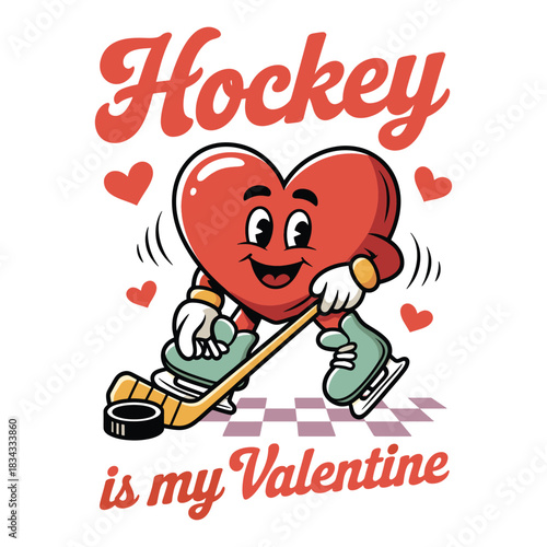Hockey Is My Valentine Heart Design