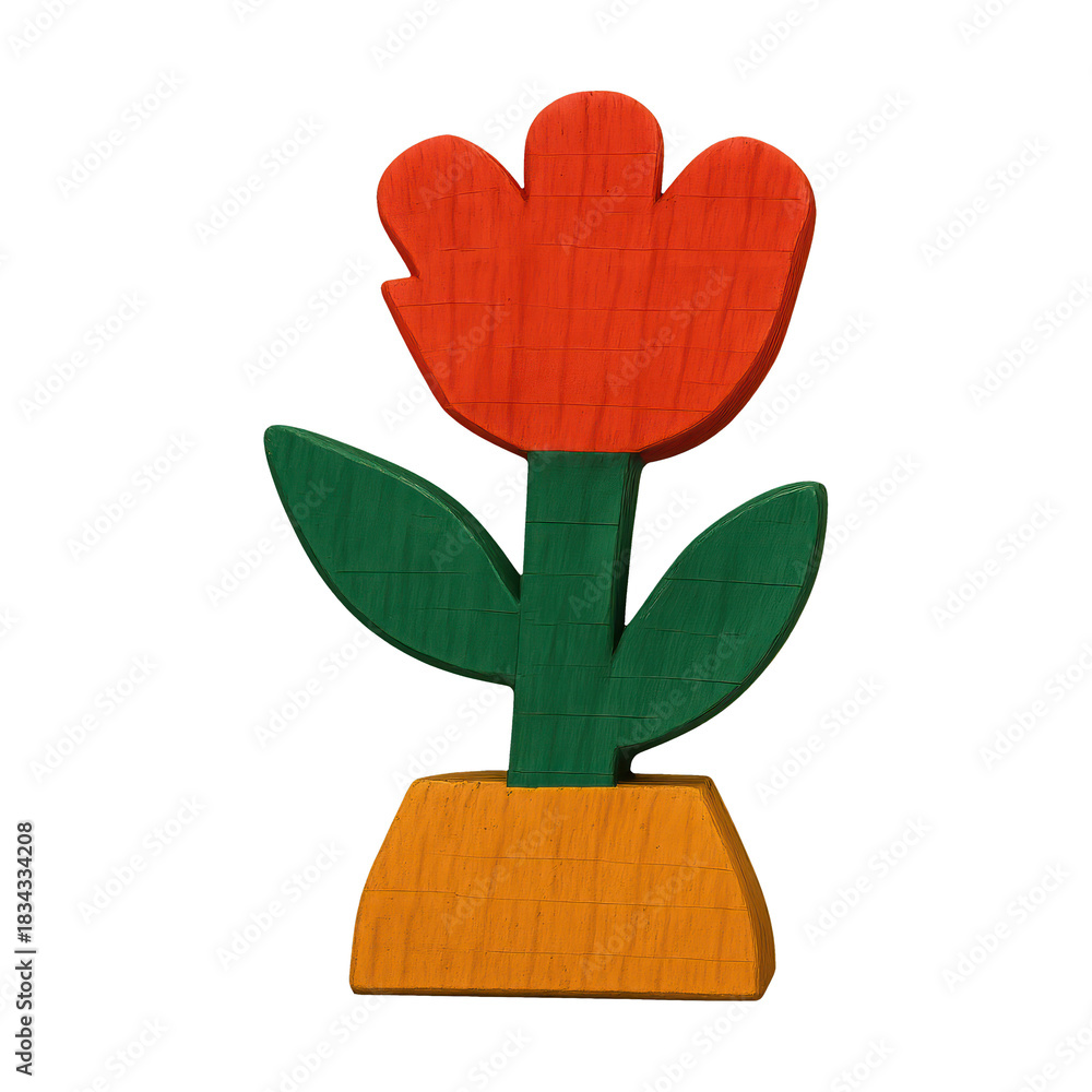 Fototapeta premium PNG Colorful wooden flower illustration.