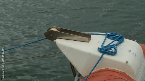 ropes on the bow of a boat in the water