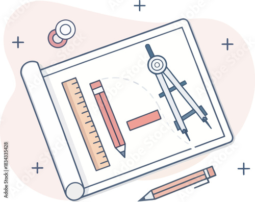 Architecture Drawing Board Vector Icon