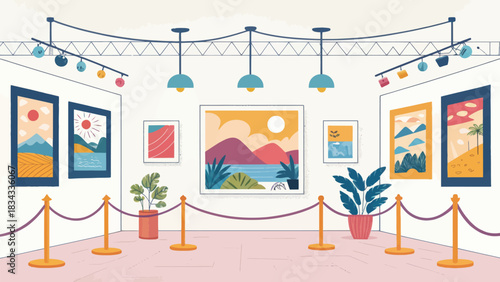 Colorful Art Exhibition Paintings and Frames Minimal Creative Flat