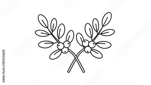 Elegant mistletoe sprigs create festive cheer for holiday cards and winter designs, simple yet chic decorative element perfect for seasonal promotions