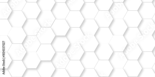 White abstract hexagonal paper background. Luxury White grid Pattern. Futuristic emboss honeycomb mosaic white background. geometric mesh cell texture. modern futuristic wallpaper.	
