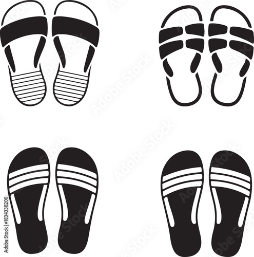 Hand-drawn flip-flops illustrations - minimalist footwear design