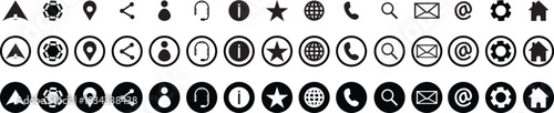  Web icon. set website set icon vector. for computer and mobile icon contact icon set. thin line contact symbols phone, mail, fax, info, e-mail, star vector