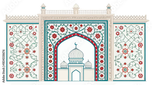 Intricate Gate Ornament Motif Design Vector