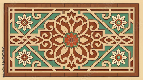 Intricate Javanese Islamic Carving Pattern Design