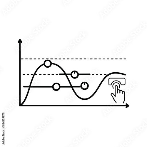 Data control graph with hand adjusting parameters and values