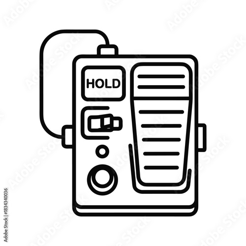 Audio effect pedal line art icon with hold button and controls