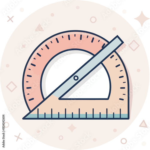 Single Vector Icon of a Protractor for Geometric Measurement