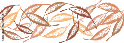 Vector illustration of swirling autumn leaves blowing in the wind, featuring seasonal fall foliage in a natural decorative black silhouette design