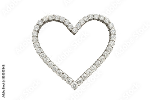 Sparkling heart-shaped diamond outline isolated on a transparent background
