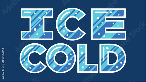 Ice cold text design on a dark blue background.