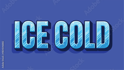 Ice Cold Text Effect on Blue Background for Refreshment.