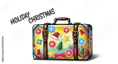 Christmas Elements, Festive Icons, Hand-Drawn Holiday Art, Bold Outline Christmas Clipart, White Background Xmas Illustrations, Vibrant Seasonal Graphics for Winter Holidays