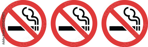 No Smoking Signs A Set of Three Circular Warning Icons