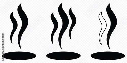Smoke steam silhouette icon vector illustration sign symbol. linear design. Collection of steam smoke or hot spring symbol illustrations. Smoke and steam vector icon set. Heat, hot, cooking symbol eps