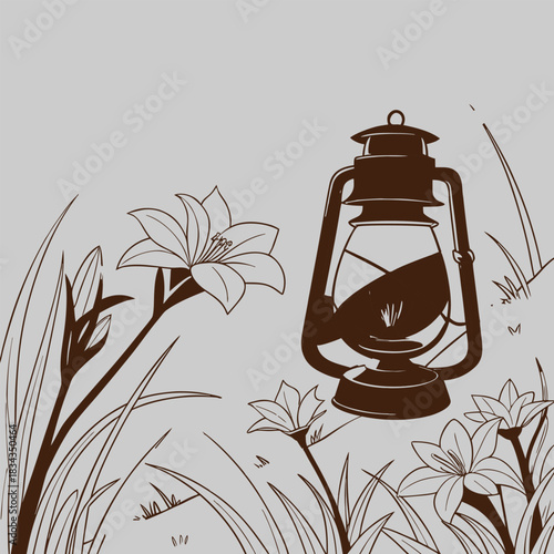 WebGlowing Lantern with Orange Blossoms