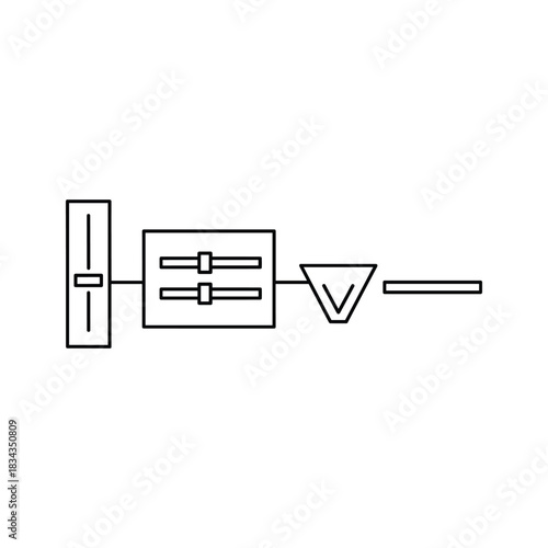 Digital Control and Data Processing Flow Diagram Icon