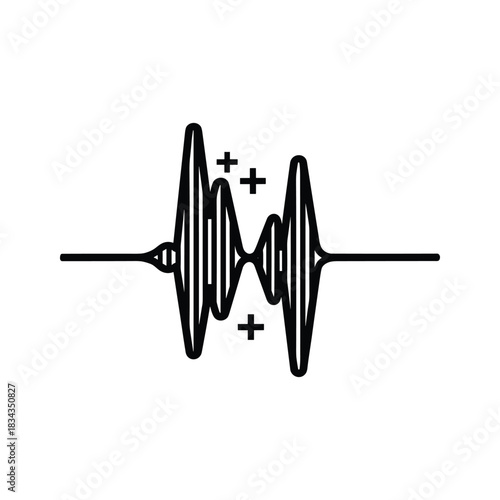 Abstract Waveform Line Icon with Plus Signs
