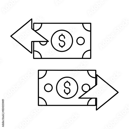 Money Transfer Icon Outline Vector Illustration Transparent Background