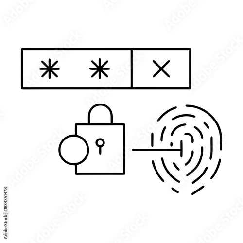 Multi Factor Authentication Outline Vector Illustration Transparent Background