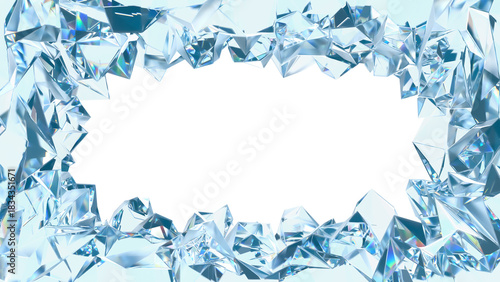 Ice crystal frame. 3d illustration transparent background