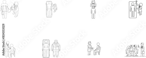 Medical Exam and Treatment Icons vector illustration