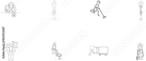 Stick Figure Cleaning and Maintenance Actions Collection