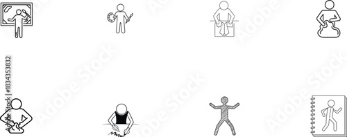 Creative Icons Representing Art, Music, and Drawing