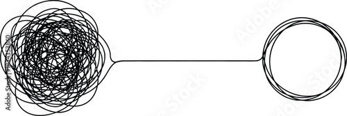 Illustration showing the process of solving a complex problem, a path from chaos and confusion to clarity, order, and a simple solution