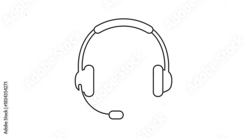 Simple illustration of headset and microphone outline