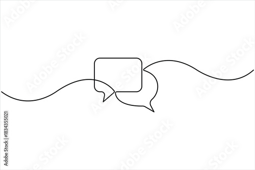 One continuous line art drawing of Speech bubble vector illustration. Communication chat messenger linear vector line symbol. Dialog cloud, chat bubble concept outline line design
