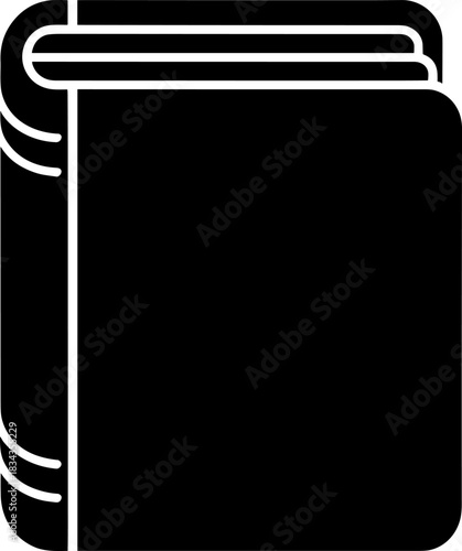 Minimalist Closed Book Vector Icon: Solid Black Glyph for Education, Knowledge, Reading, Library, and Archive Storage Symbol. Perfect for UI/UX Design and Web Interfaces.