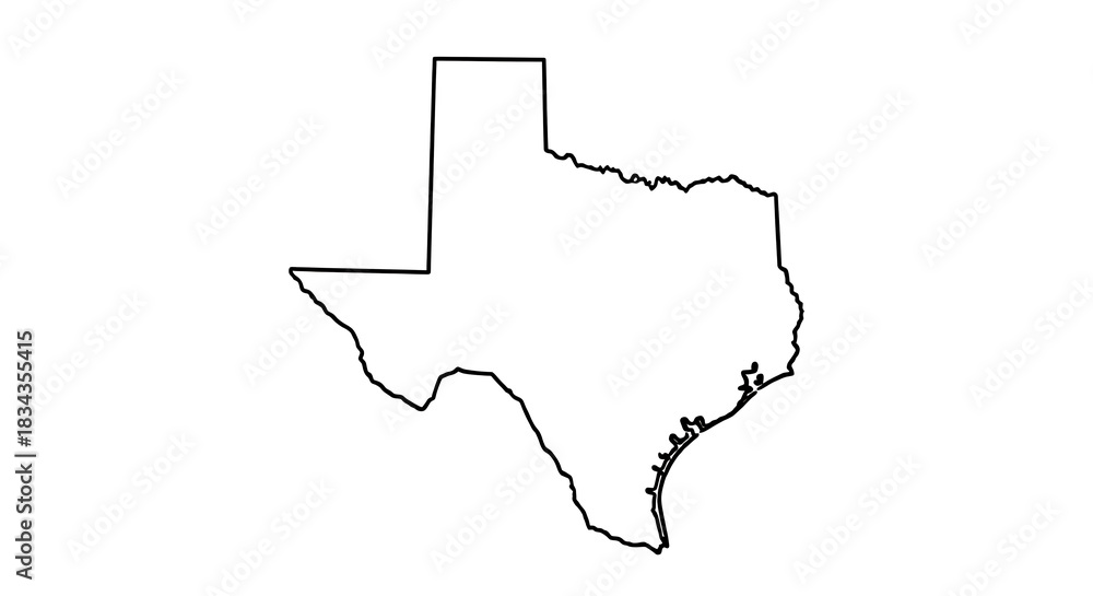 © Trend Boom - Texas State Outline Silhouette Map Illustration in Black and White