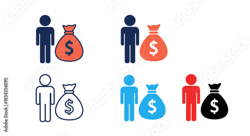 Money and people icons illustration for business finance and investment concept and wealth management design