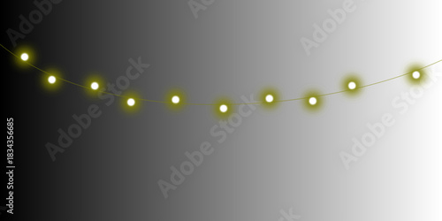 A gentle curve of glowing yellow string lights against a dark to light gradient background.